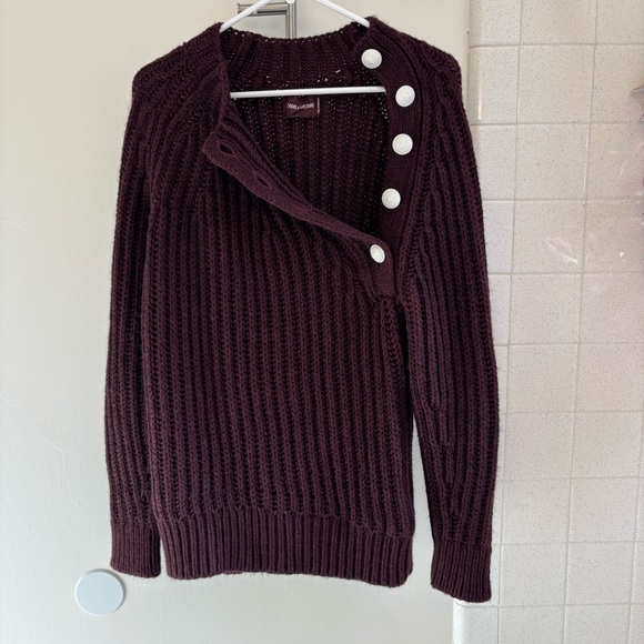 Zadig & Voltaire Coleen Deep Burgundy Sweater XS Quiet Luxury Whimsigoth - Picture 2 of 11